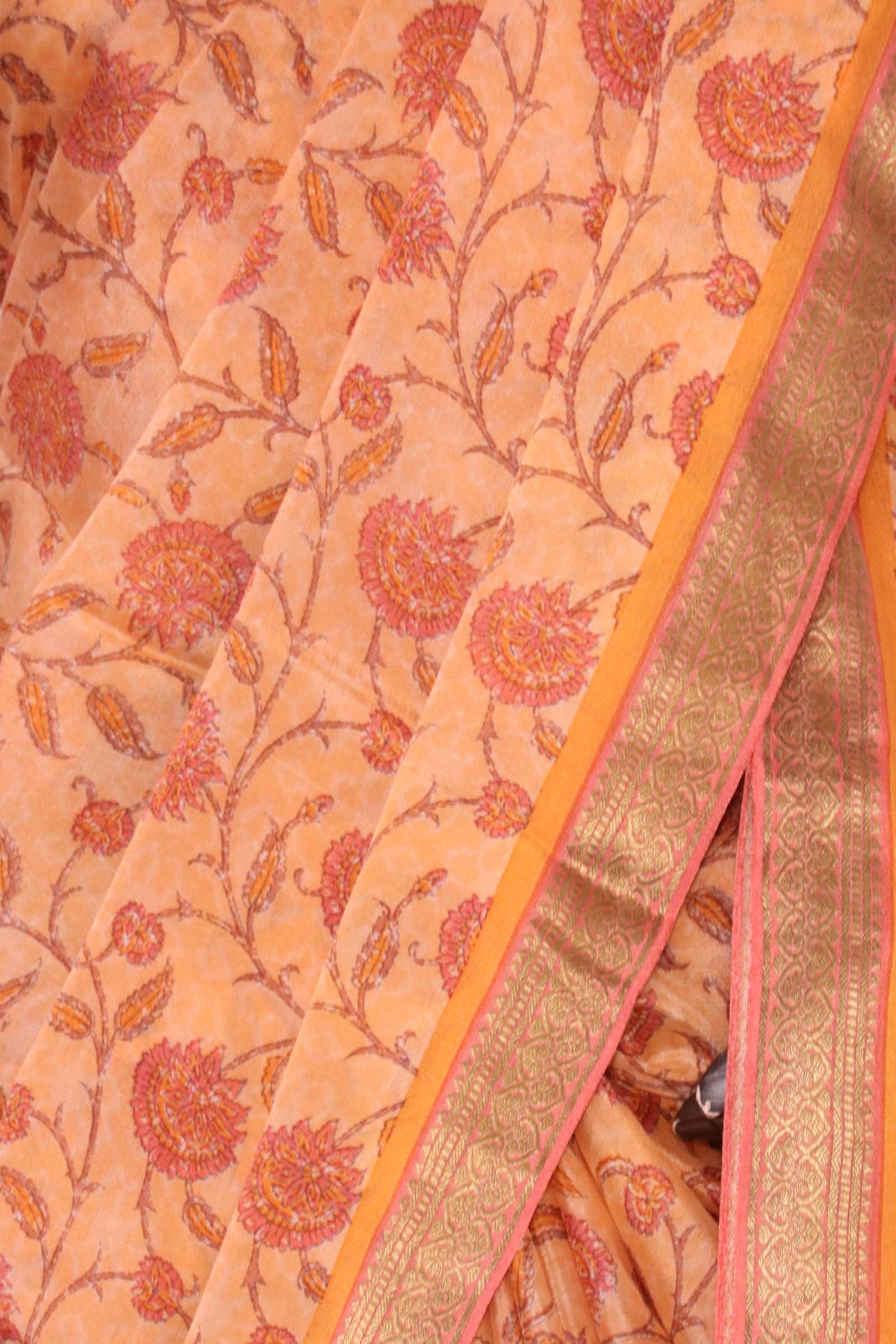 Pure Floral Zari Crepe Silk Saree AK206408